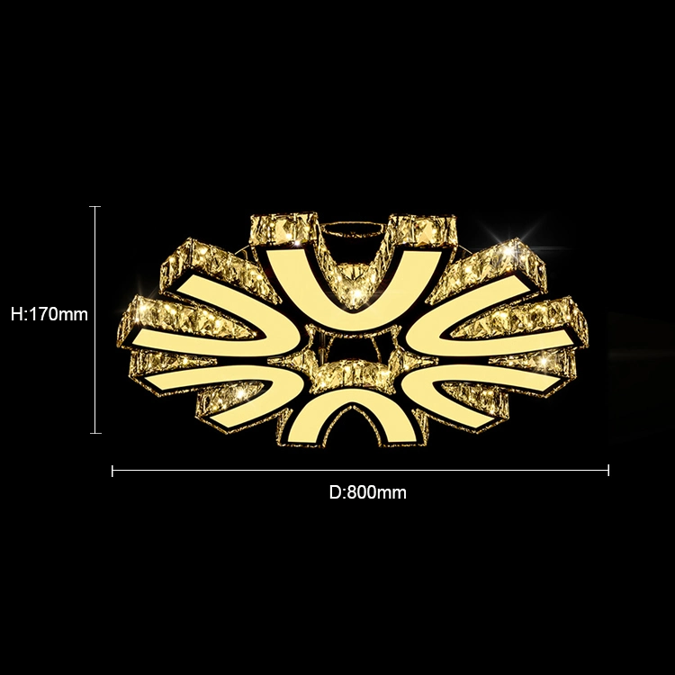 Moderno mobiliario de restaurante Round Drop Crystal LED decoración colgante de lujo Lámpara de techo de lámpara de techo para comedor