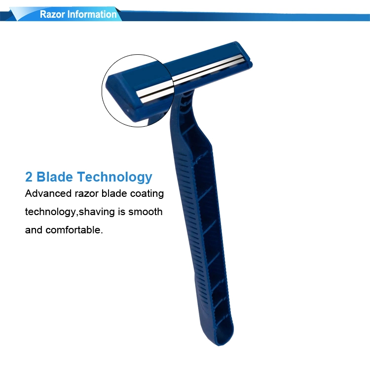 Long Plastic Handle 2 Blade Shaving Razor for Men Twin Blade Disposable Razor