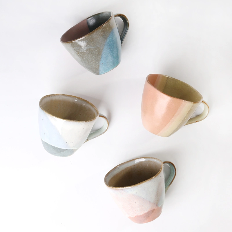 Rustic Overlap Reactive Glaze Terracotta Tea Cup Set Customized