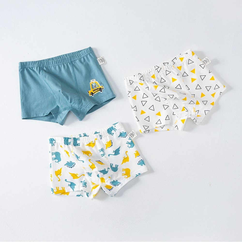 Children's Underwear Cotton Breathable Thin Boxers Cartoon Printed Boxers Boys Three-Piece Underpants