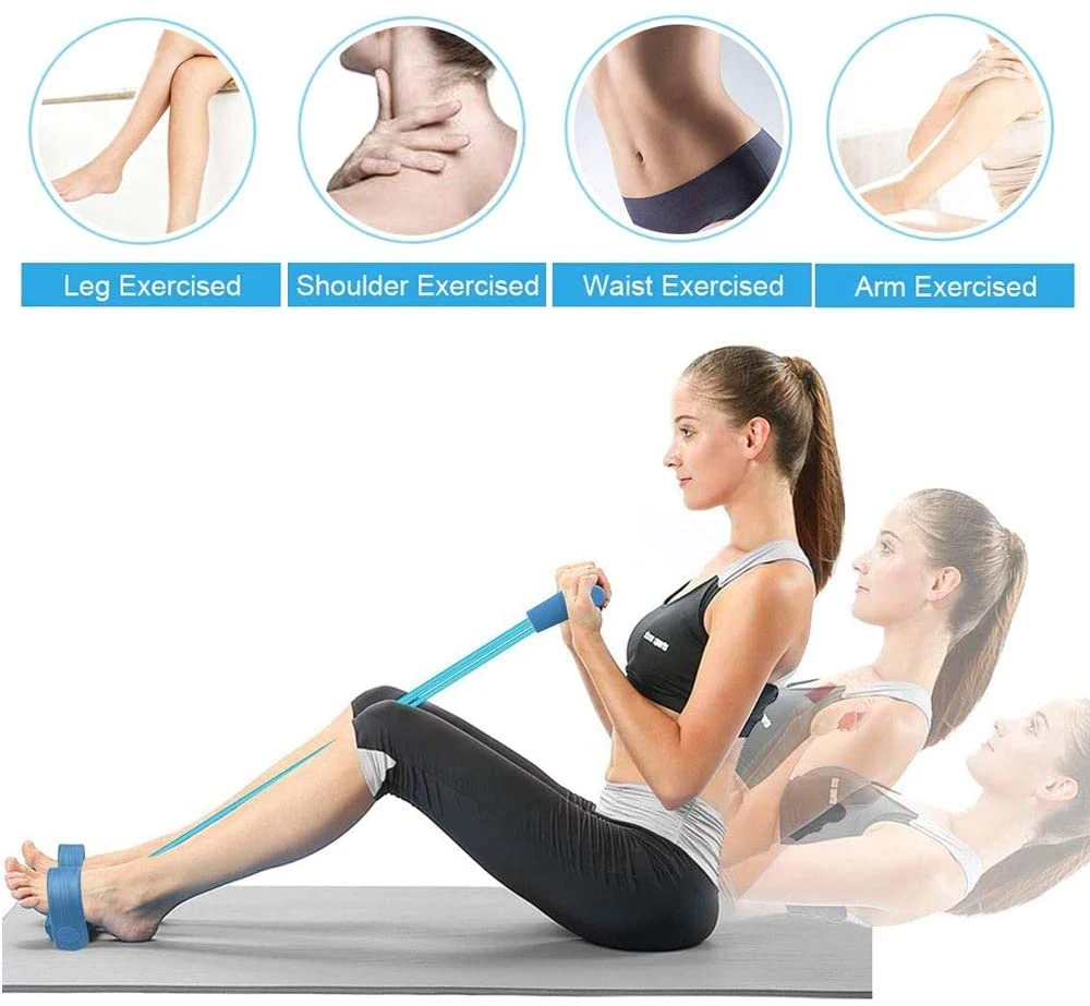 4 Tube Yoga Elastic Pull Rope Fitness Equipment Bodybuilding Expander for Abdomen Waist Arm Leg Stretching Slimming Training