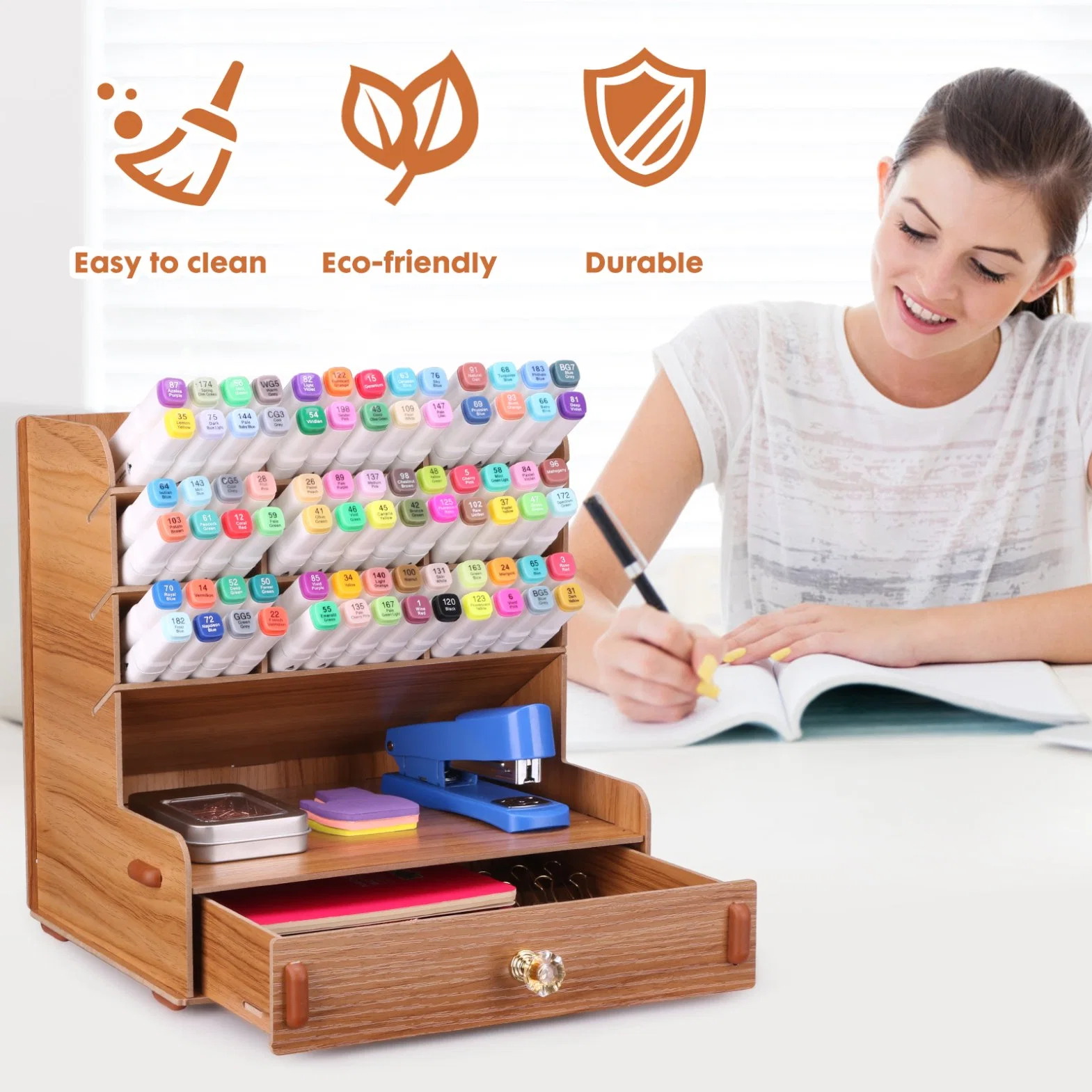 Easy Assembly Pencil Holder Desktop Stationery Storage Organizer for Office School and Art Studio