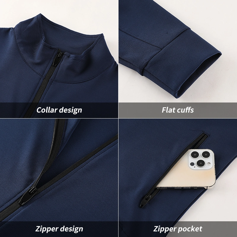 Long Sleeve Men's Jackets T Shirts Fitness Full Zip Men Sportswear Neck Golf Custom Logo Gym Sports Zip Collar Pullover Jackets