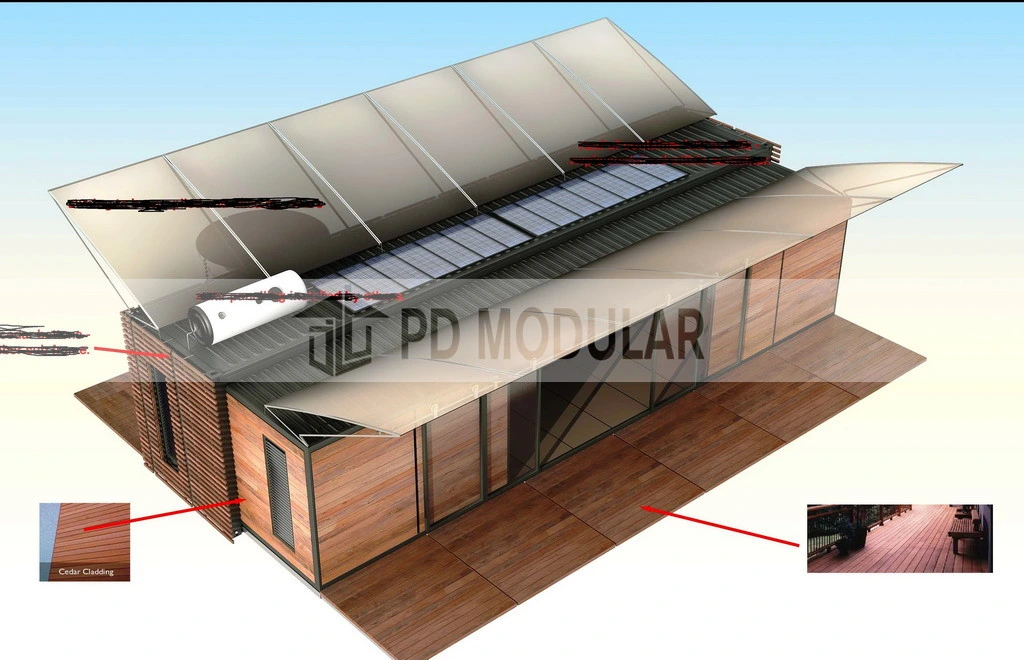 La norma europea Portable casa prefabricada con energía solar y Casa contenedor inteligente