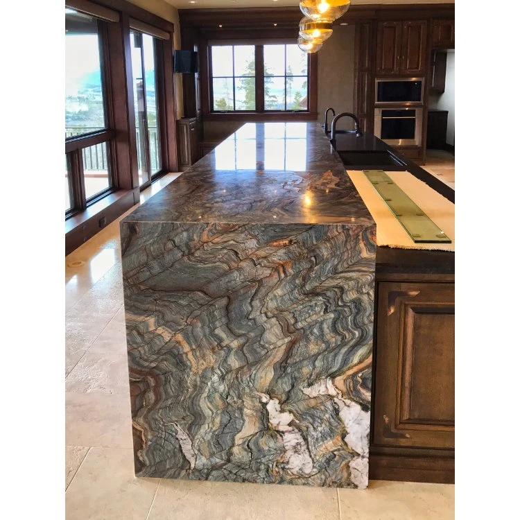 Luxury Stone Brazil Natural Fusion/Silk Road Quartzite Granite Slabs for Waterfall Countertop Background Wall