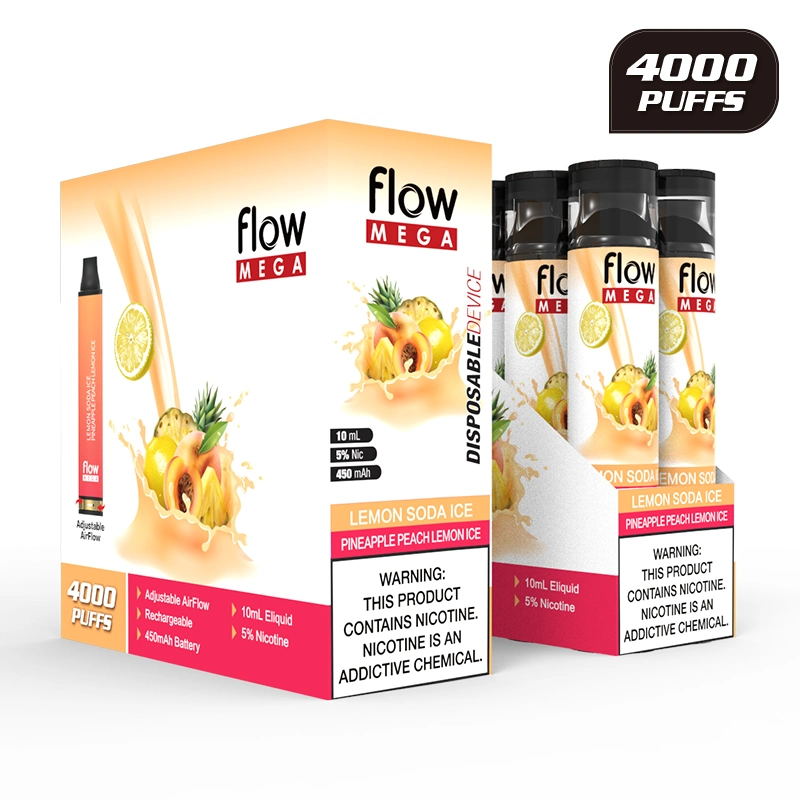 Disposable/Chargeable E Cigarette Vape Mega Duo Flow 4000 Puffs with 15 Flavors