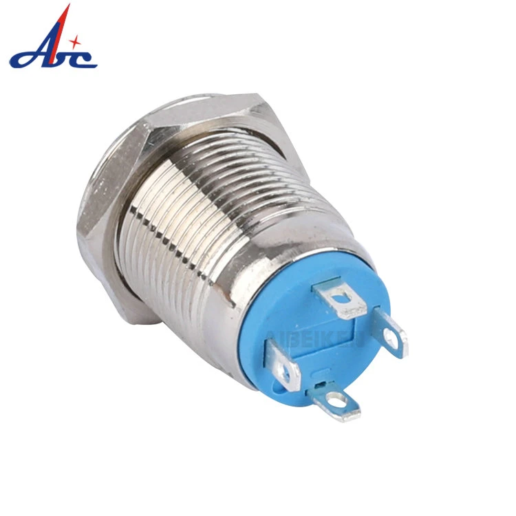 Yueqing LED Momentary Push Button Switch 12mm Ring and Power Logo Illuminate Etal Push Button Switch