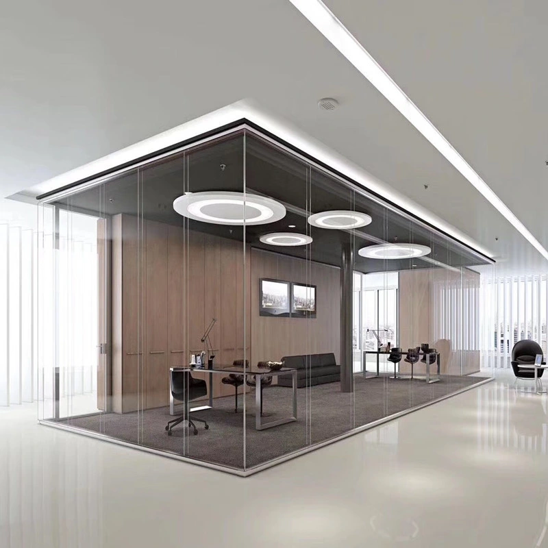 Frameless Clear Transparent Glass Office Partition Wall Vertical Full View Interior Glass Wall