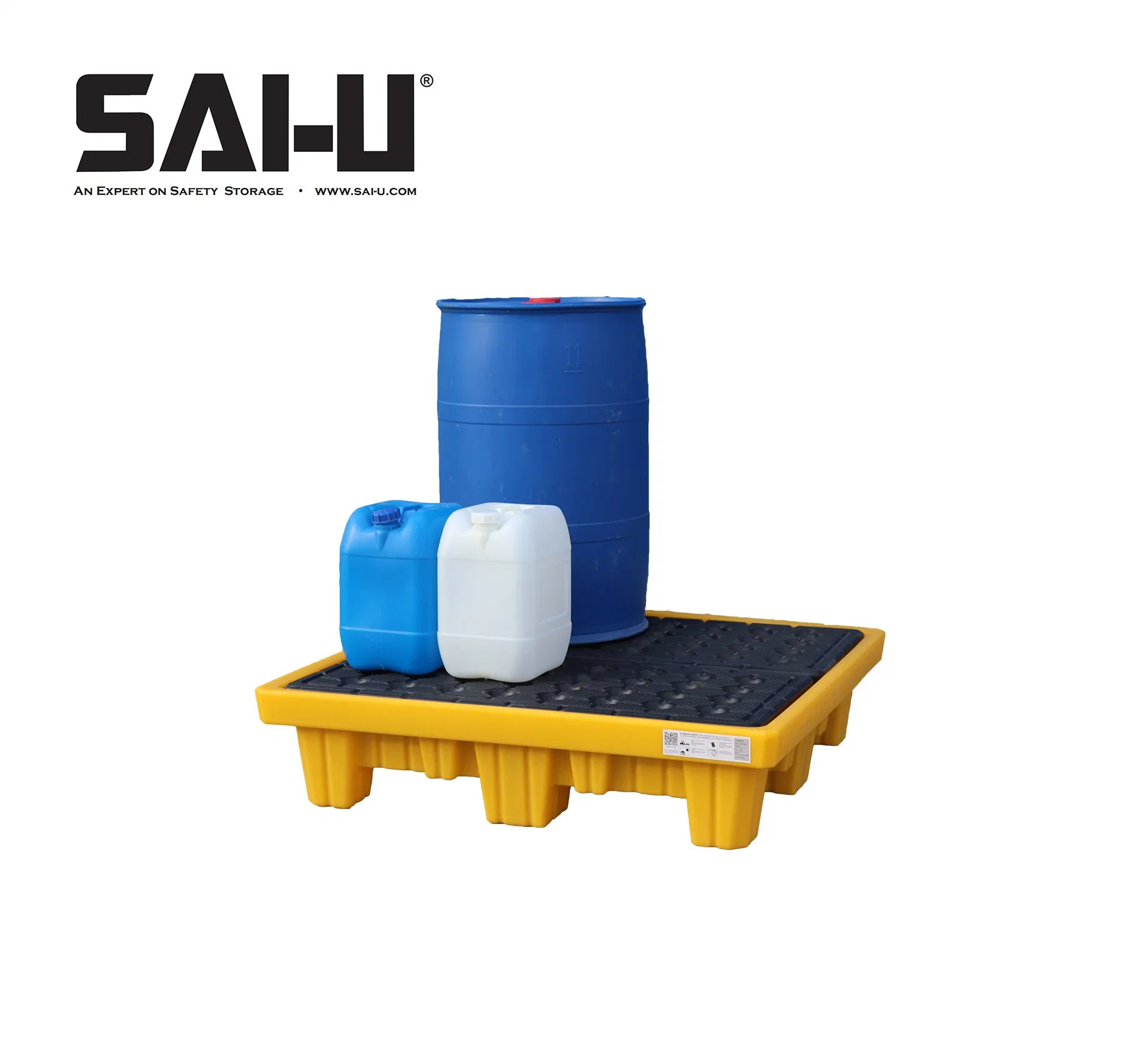 Sai-U Plastic Spill Pallets Chemical Storage Leakproof Poly 4 Drums Oil