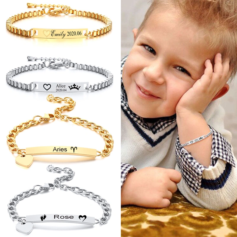 Customized Stainless Steel Baby Name Bracelets Children Custom Jewelry