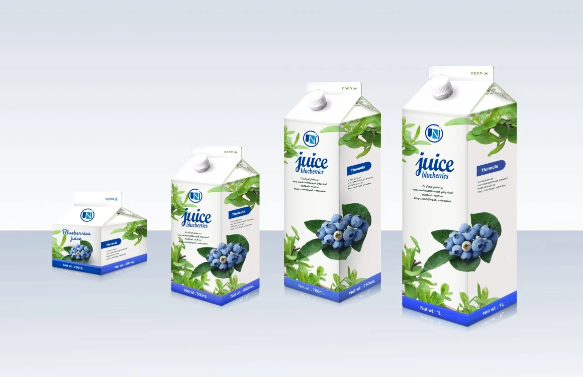 Unioack Juice Beverage milk Embalagem asséptica Carton impressão personalizável Gable Topo