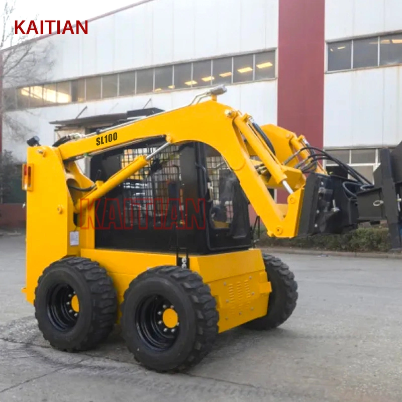 Factory Hot Skid Steer Wheel Loader Kaitian Brand for Sale SL100 Skid Loader 3550kg