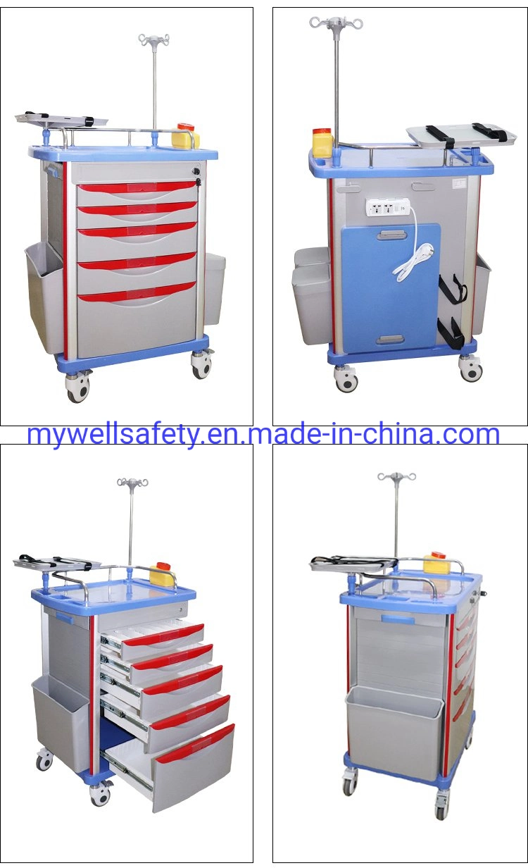 M-Hcc01 Good Price Medical Crash Cart Hospital Medical Anesthesia Trolley Anesthesia Cart