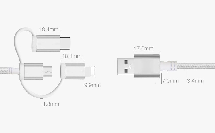 Power USB Kabel 3 in 1 Ladegerät für iPhone Android