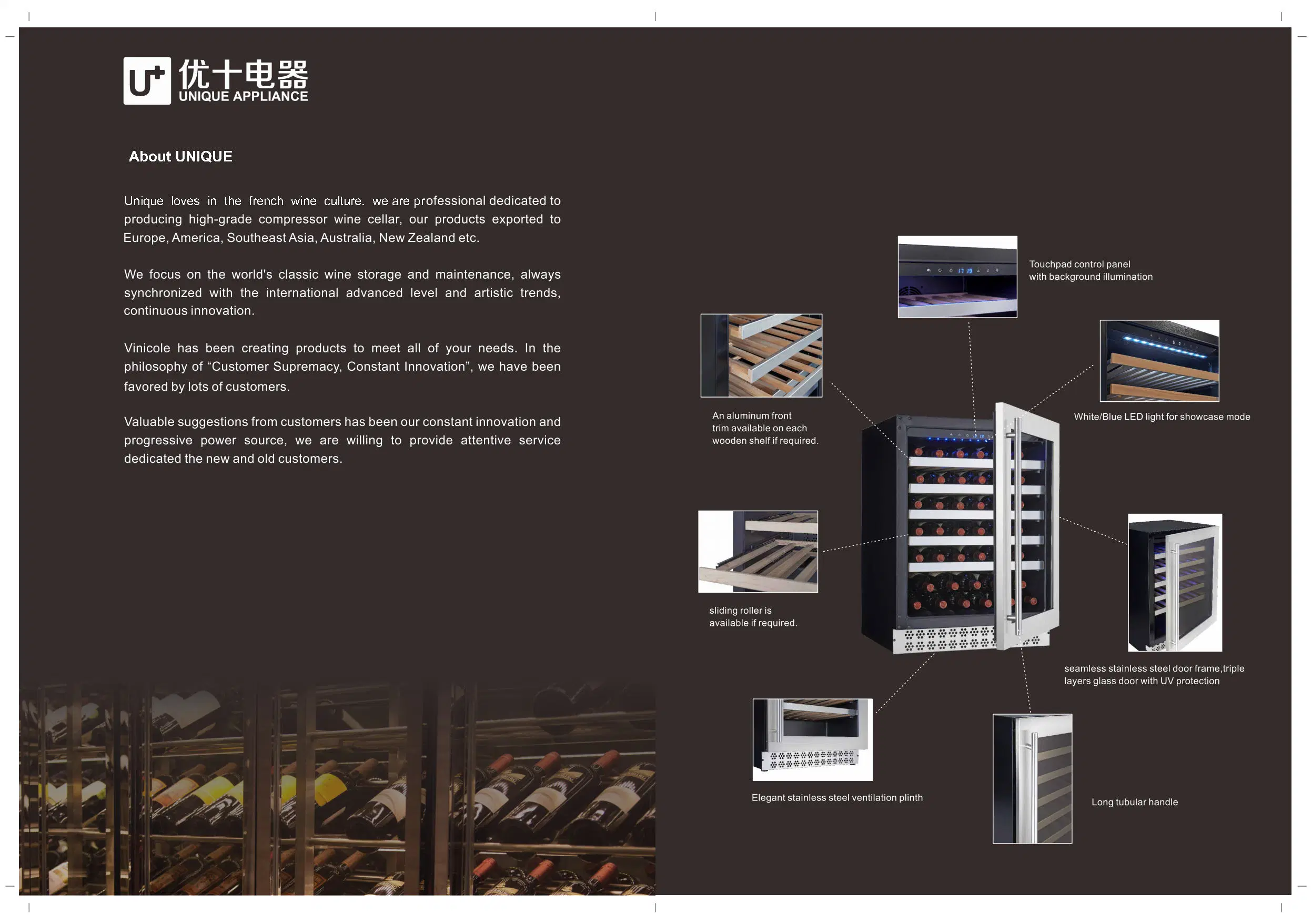 Built-in/Free Standing Installation Multi Zone Commercial All Weather Wine Cooler