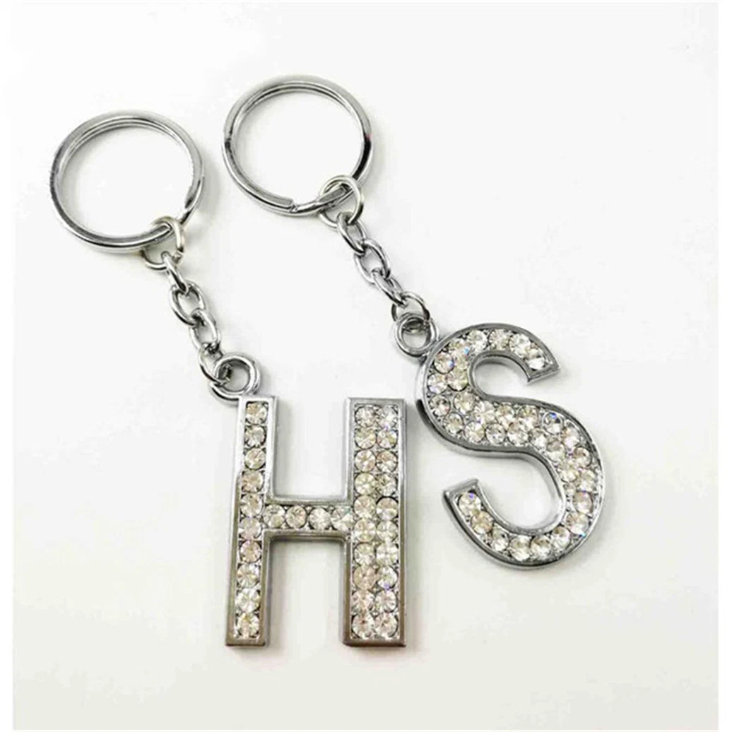 Fashion Crystal Rhinestones Alphabet Keyring Initial Letter Key Ring Chain Key Chain Letter K Keychain Bag Pendant Jewelry