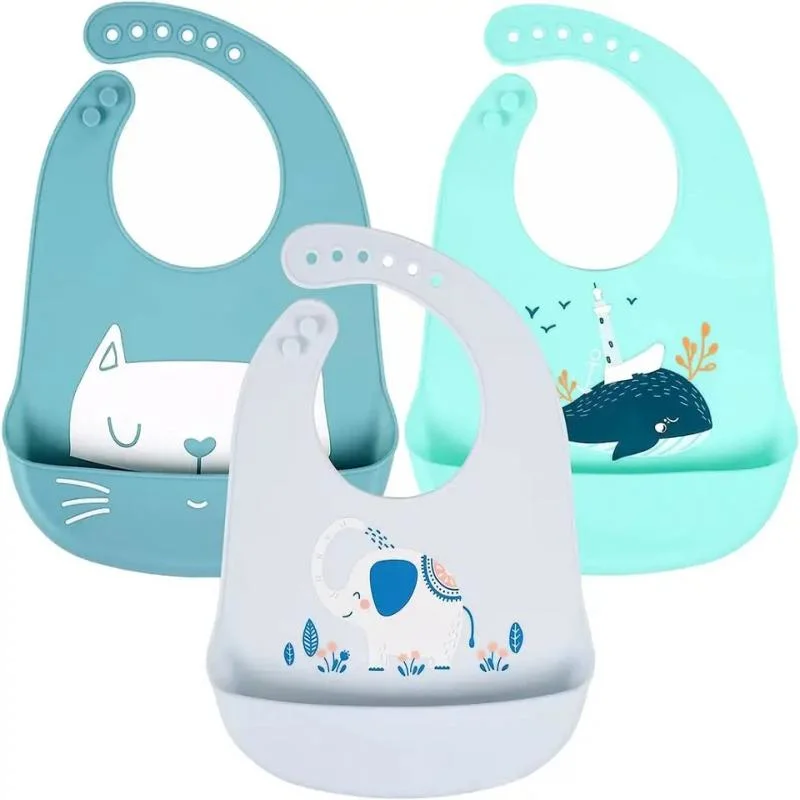 Silicone Baby Bibs Soft Material Customizable for Baby Waterproof Animals