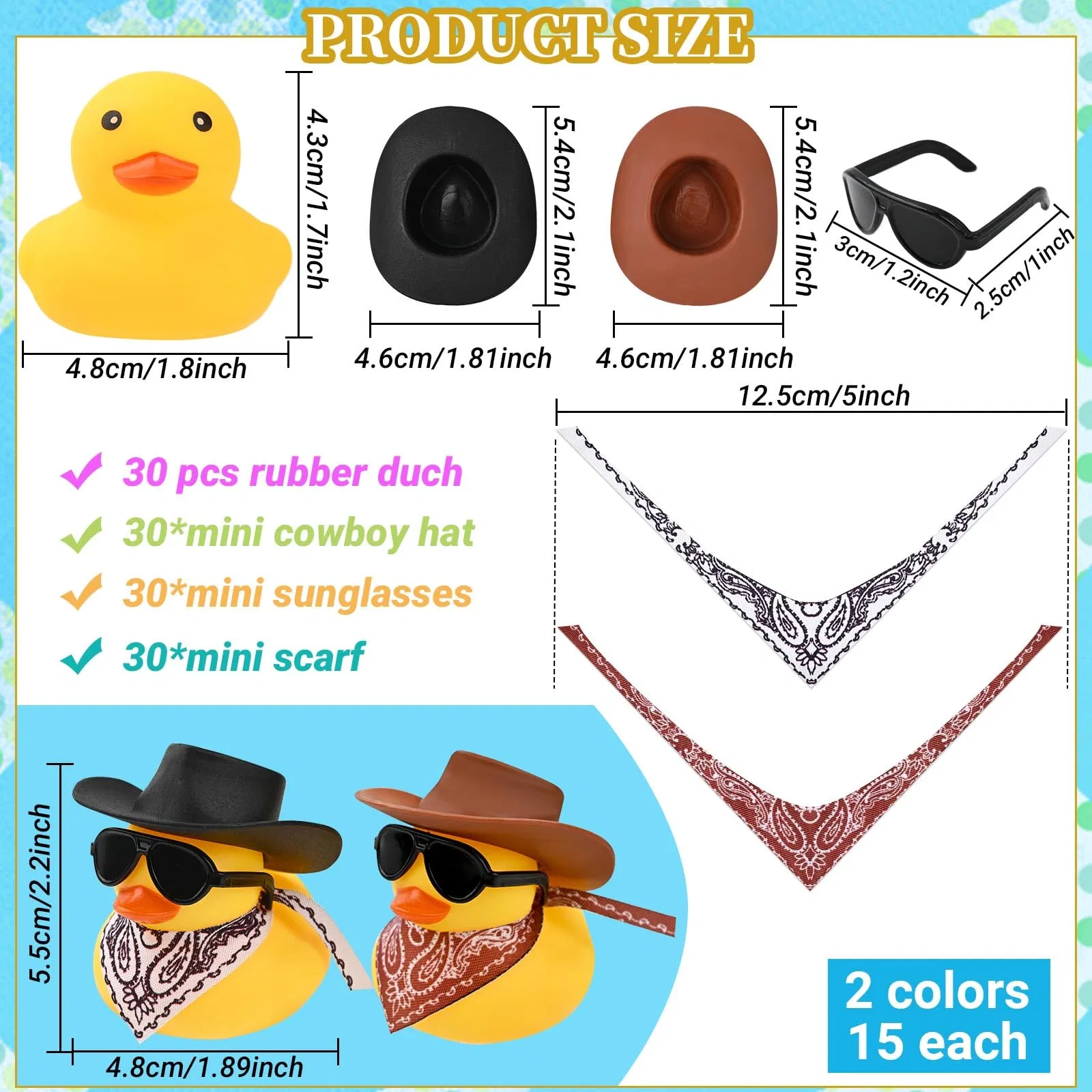 Hot Sale Cowboy Rubber Duck Including Mini Yellow Duckies Scarf Hat Toy