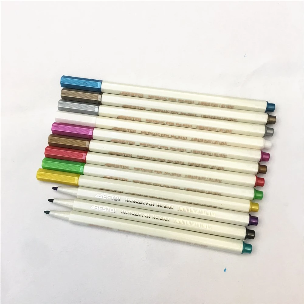 12 Colors Metallic Color Pen Markers Set for School Office Stationery Supply