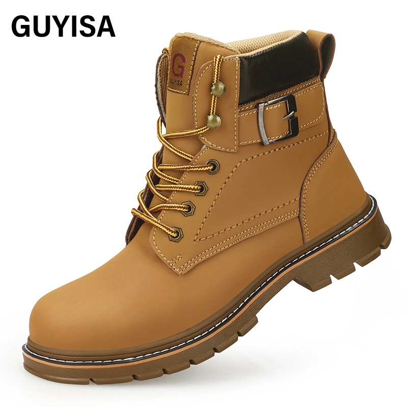 Guyisa Brand Men's CE Steel Toe Lightweight Non-Slip Industrial Construction Safety Boots