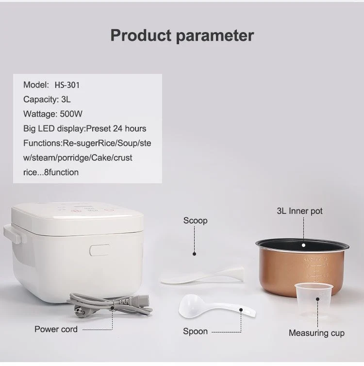 Интеллектуальный мини-рисоварщик со светодиодной сенсорной панелью, не пригарный, компактный Рисовая плита