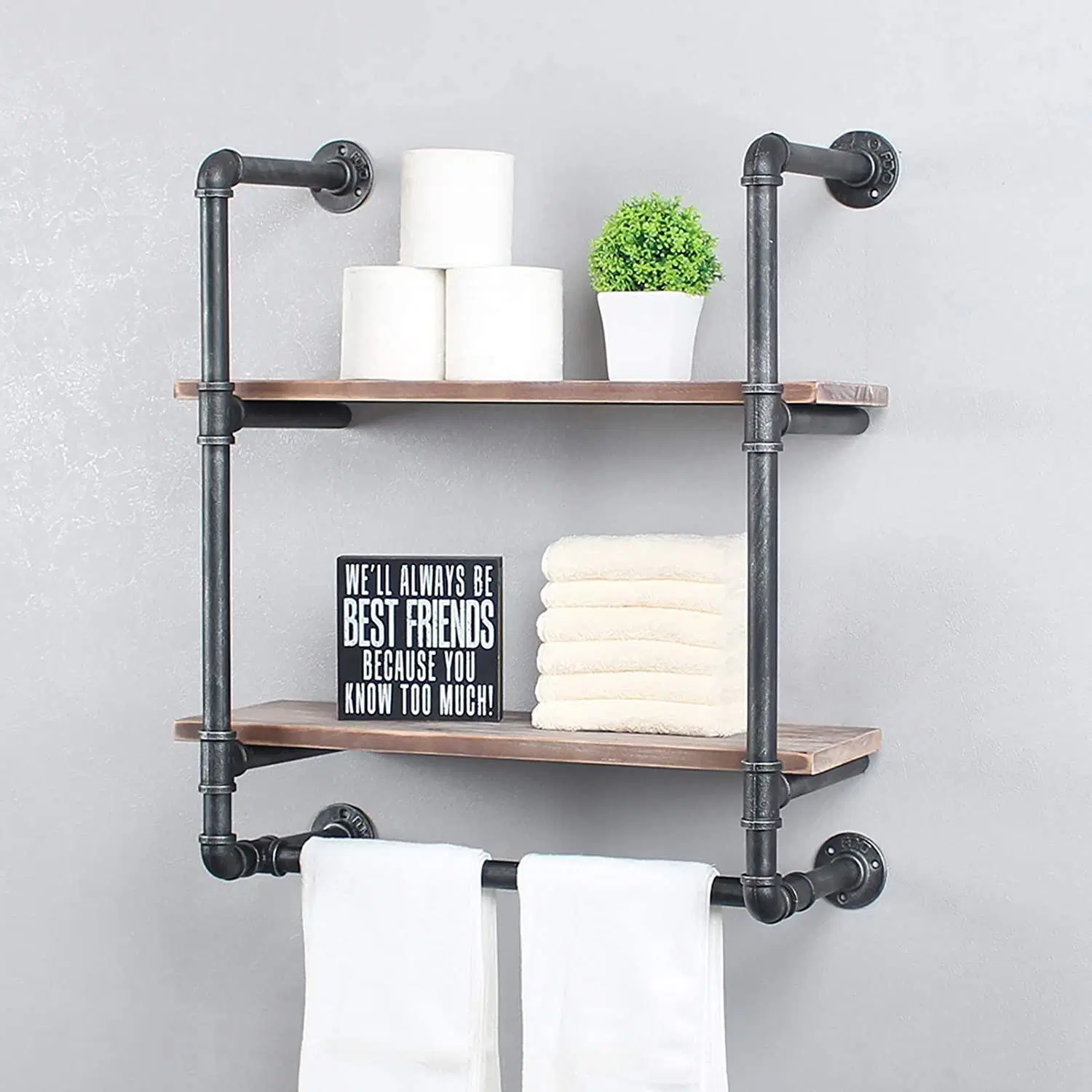 Handtuchhalter mit 2 Ebenen und Handtuchhalter Handtuch Storage Shelf Handtuchhalter für Badezimmer Küche Toilette Hotel