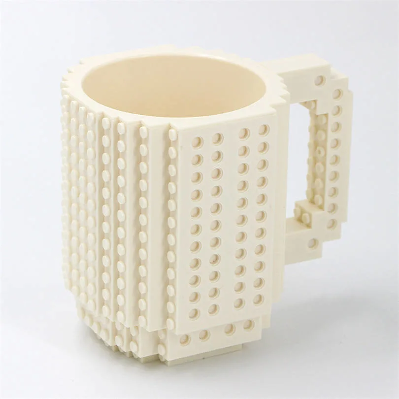 Hot Selling 350ml Cylinder Shape Creative  Brick Mug Eco-Friendly Material DIY Building Blocks Plastic Coffee Cup Mug