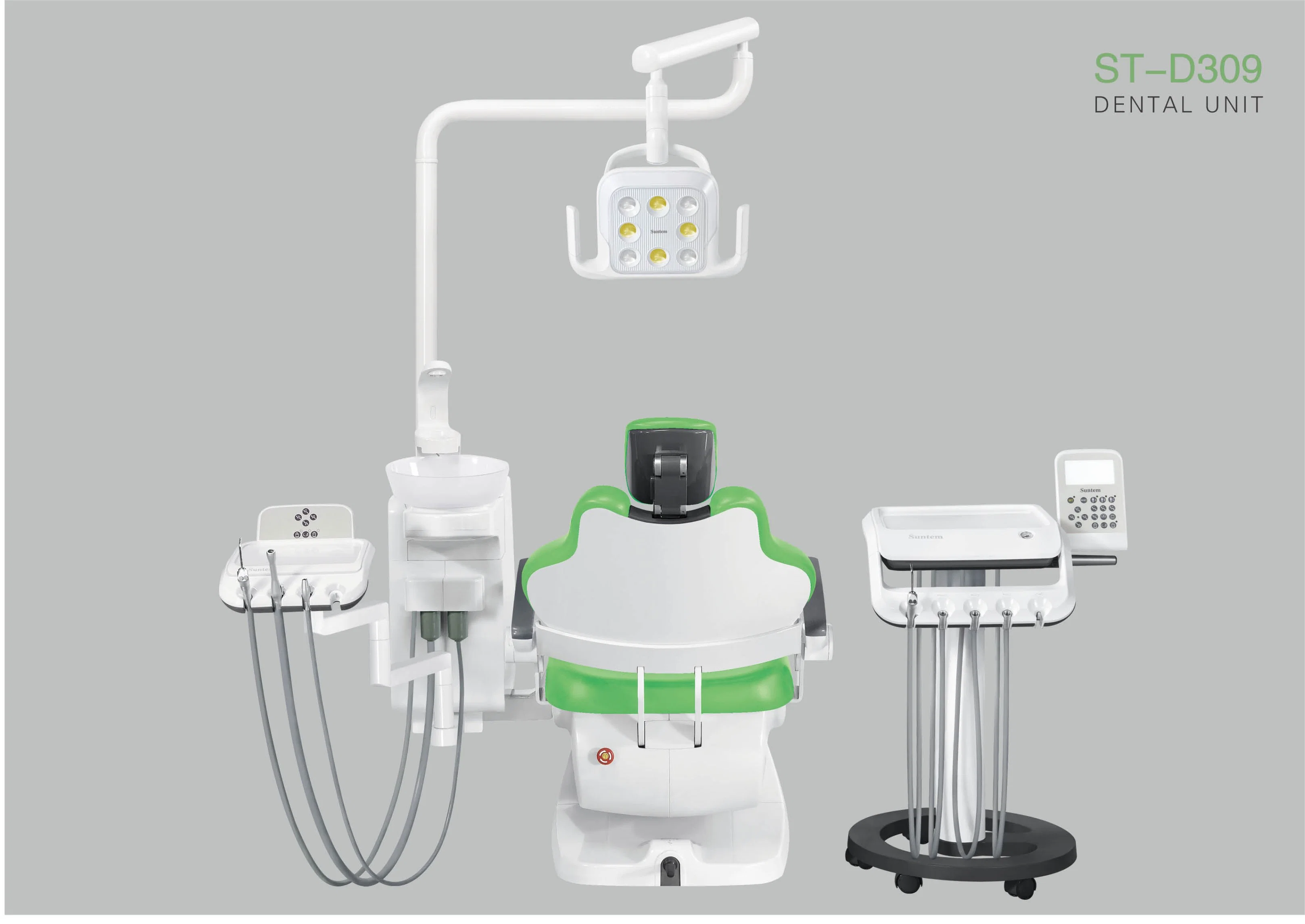 Silla dental Suntem con enjuague automático de Spittoon y llenadora de tazas Sistema de control