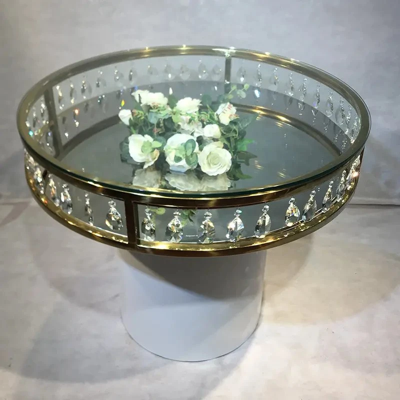 Round Clear Crystal Wedding Furniture Event Cake Table