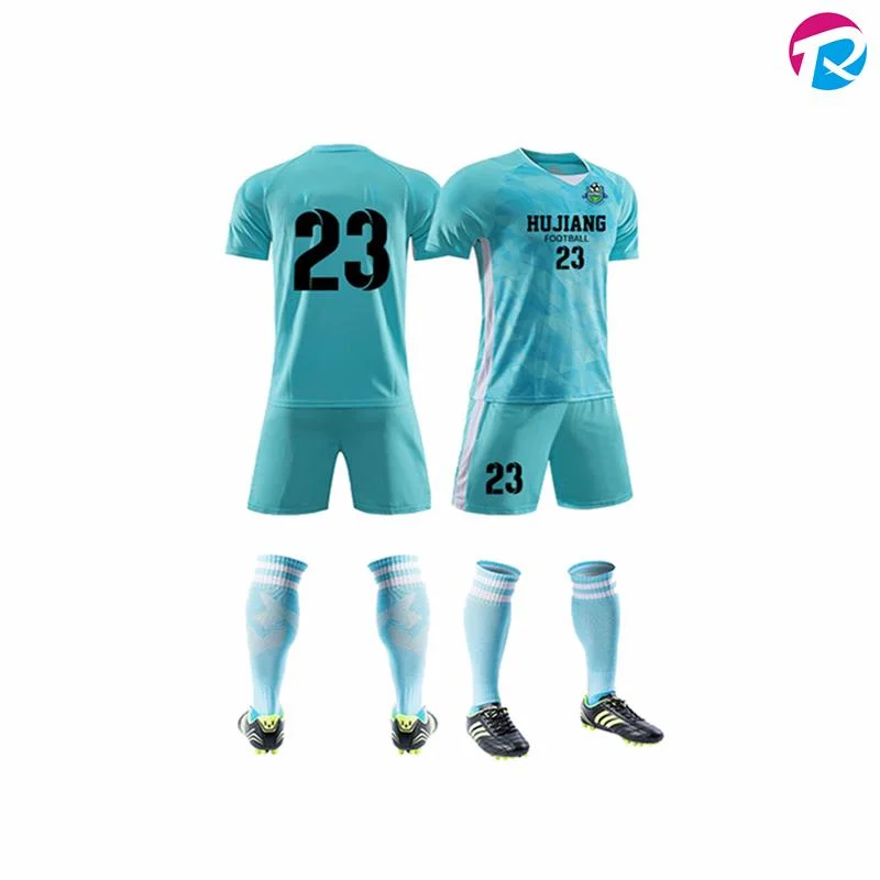 Custom Design Quick Dry Blue and White Soccer Uniforms Sublimated Soccer Jerseys Football Wear