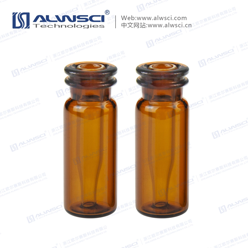 Alwsci HPLC Lab Use 11mm Snap 2ml Amber Vial with Integrated 0.2ml Glass Micro-Insert