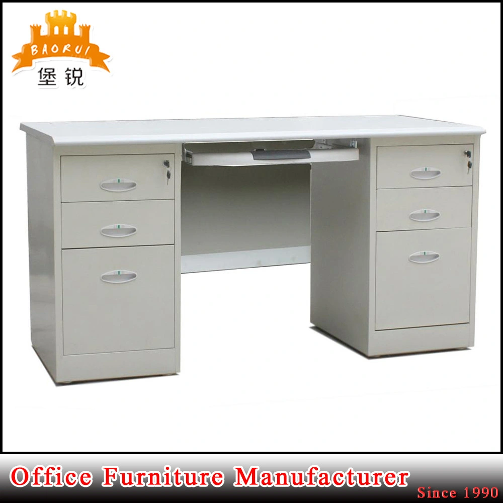 Modern Office Furniture Metal Computer Desk Steel Executive Double Pedestal Office Table