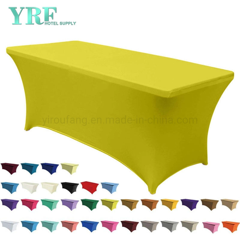 Oblong Stretch Spandex Table Cover Yellow 4FT/48"L X 24"W X 30"H Polyester for Hotel