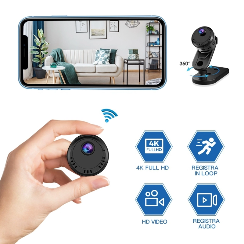 حركة تسجيل حلقة كاميرا L28 Mini 4K HD Night Vision كاميرا WiFi للأمان المنزلي مع بطاقة ذاكرة 16 جيجا بايت