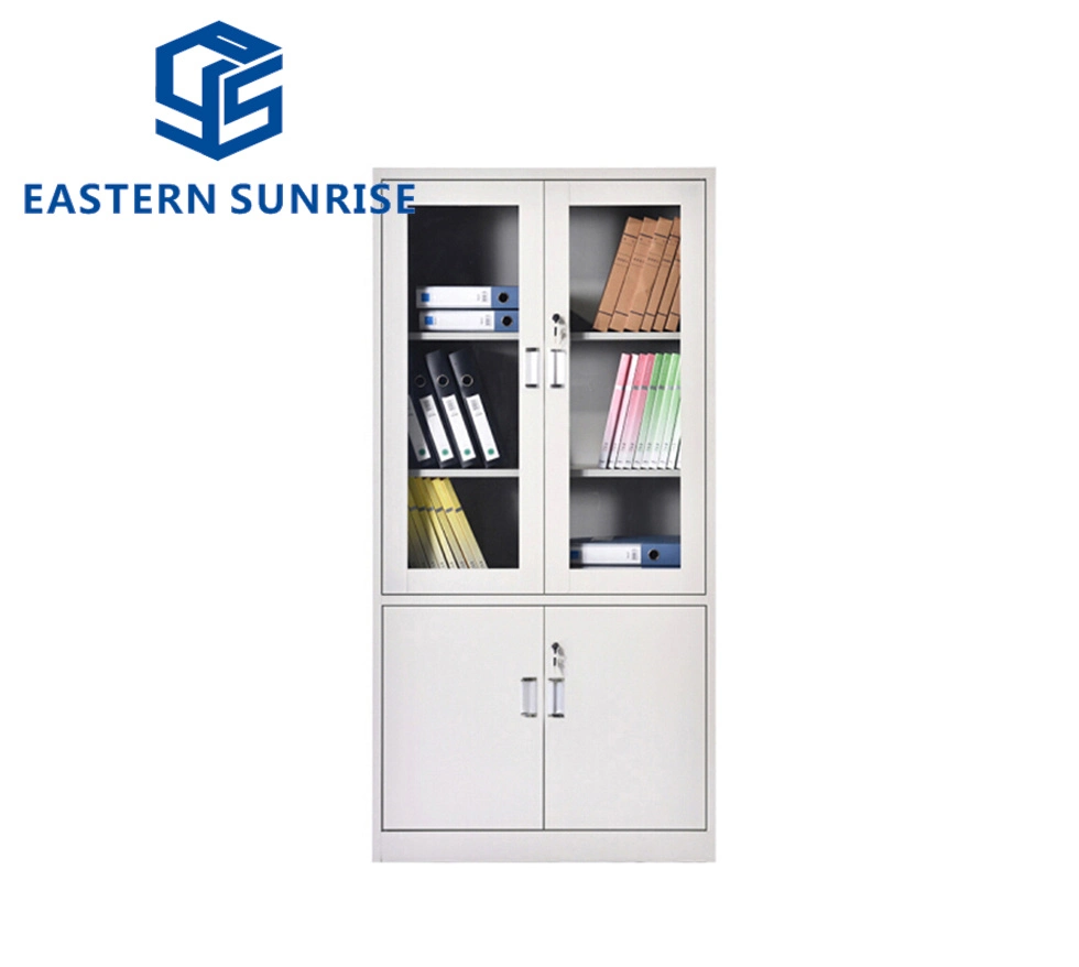 Metal Filing Storage Cabinet with Glass Door and Steel Door