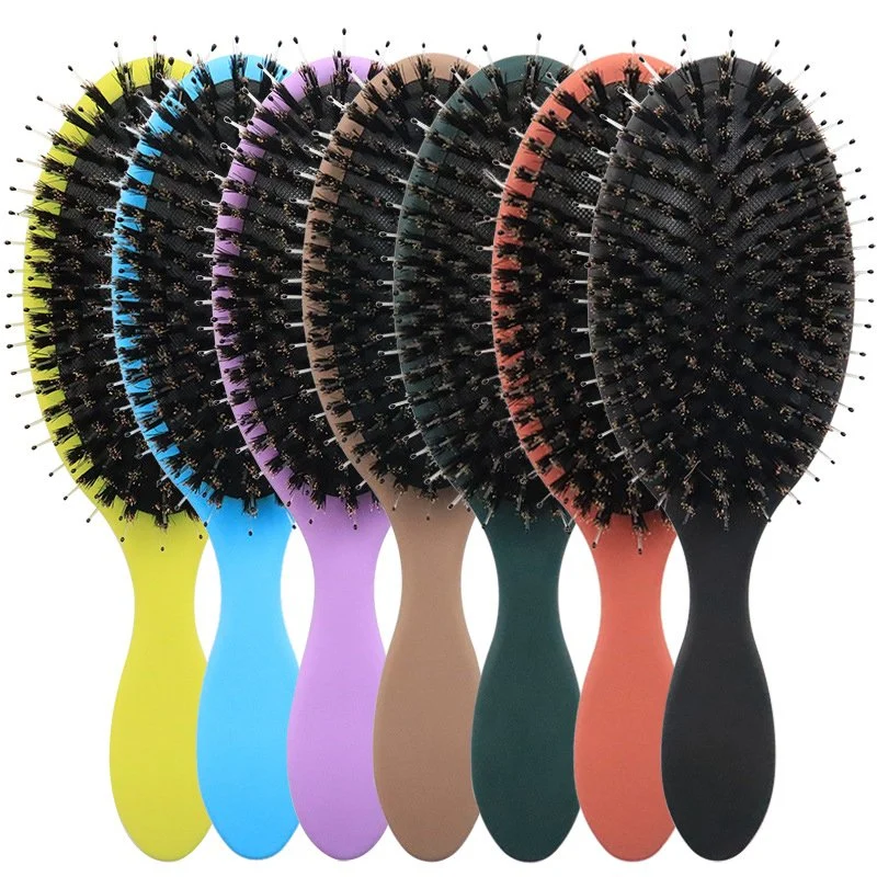 Hair Care Brush Detangling Massage ABS Hair Brush Paddle Cushion Nylon Boar Bristle Hair Brush