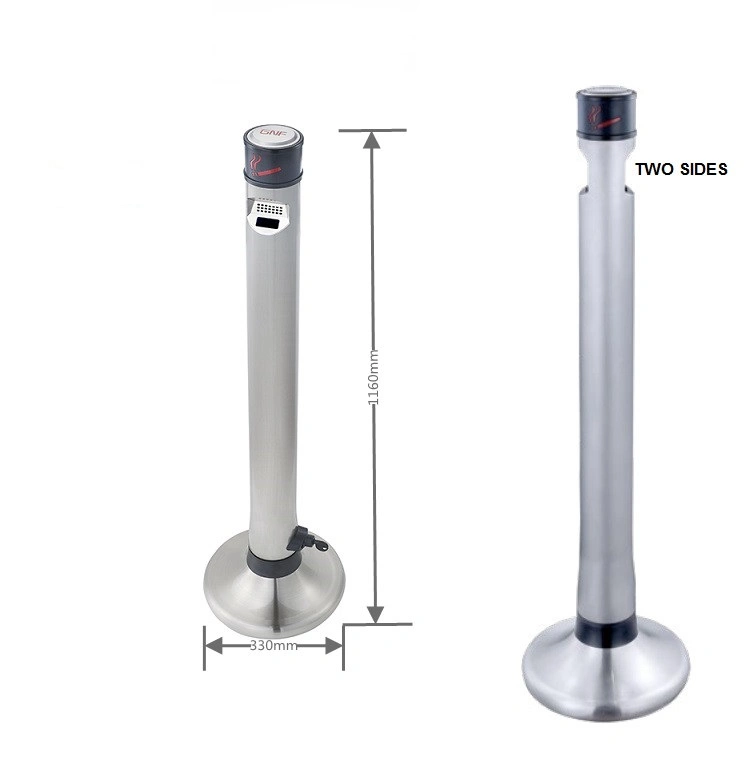 Windproof Portable 304 Stainless Steel Telescopic Floor Standing Ashtray for Home Outside Bar Office