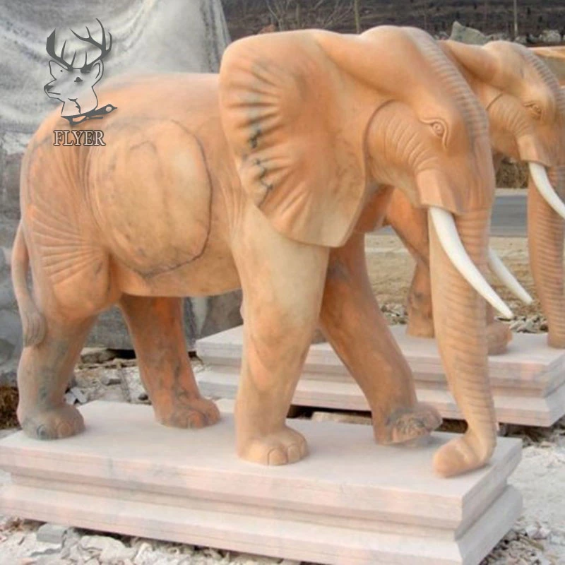 Outdoor Garden Decoration Natural Stone Carving Animal Elephant Sculpture Polished Life Size Marble Sculpture