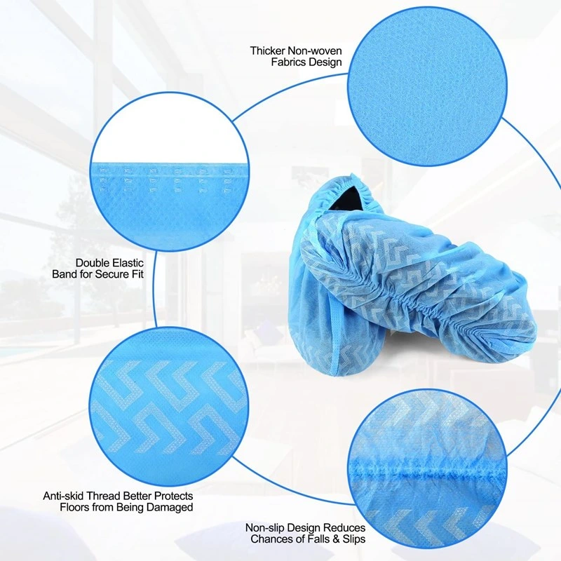 SMS PP CPE Waterproof Disposable Shoe Covers Thicken Antiskid Dustproof Non Woven Boot Cover