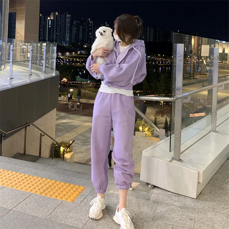 Spring and Autumn New Korean Version of Cashmere Fashion Leisure Sports Suit