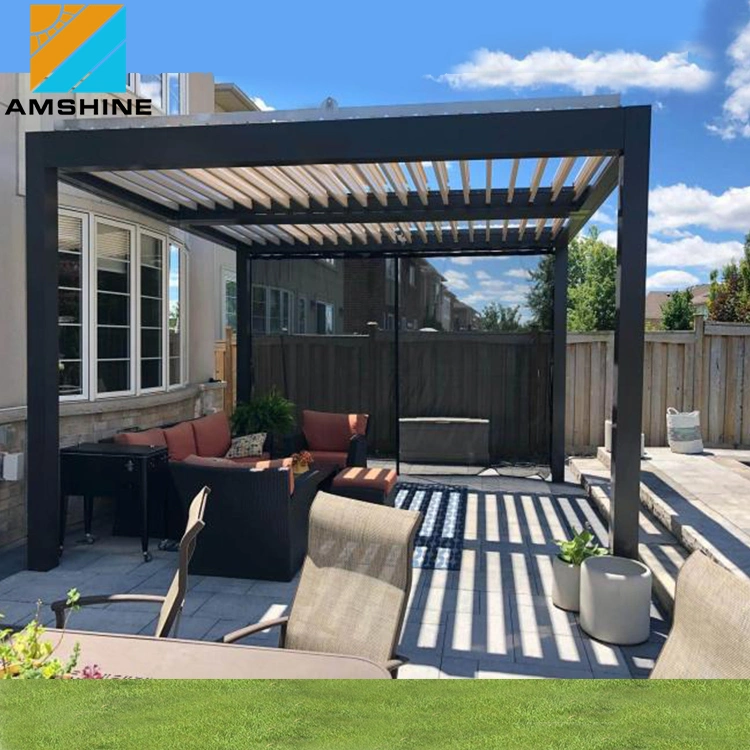 Customized Remote Control Prefabricated House Garden Buildings Gazebos Motorized Louvered Roof Outdoor Aluminum Pergola Tent for Living Space