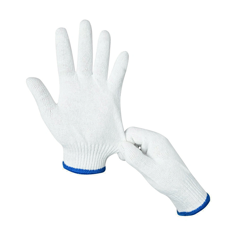 Gants de travail en coton tricoté blanc, 30-60g/paire, en gros en Chine pour le jardin