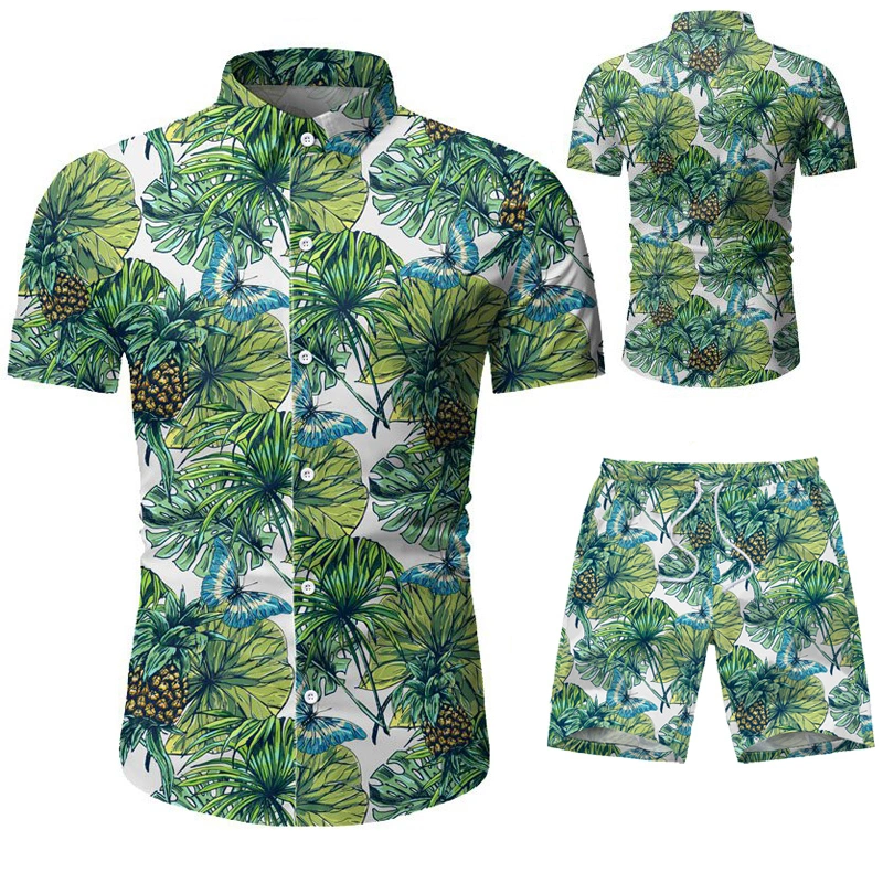 Casual Men Hawaiian Beach Plus Size Men's Shirts Floral Printed Loose Beachwear