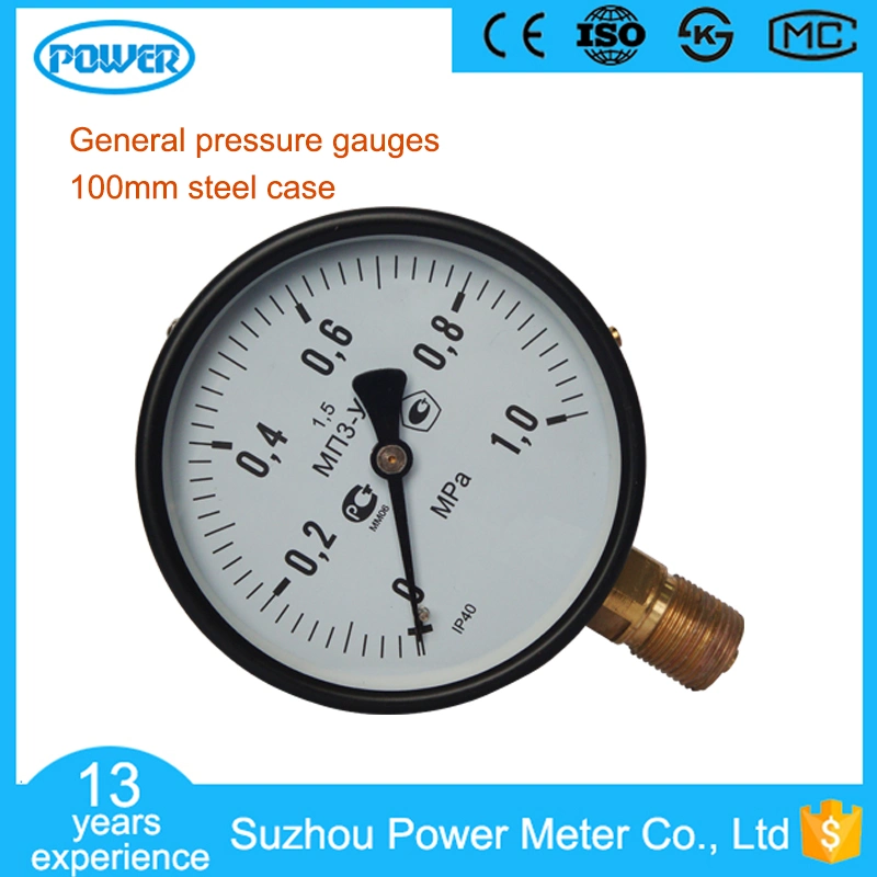 Y100A Black Steel Case 1MPa Pressure Gauge