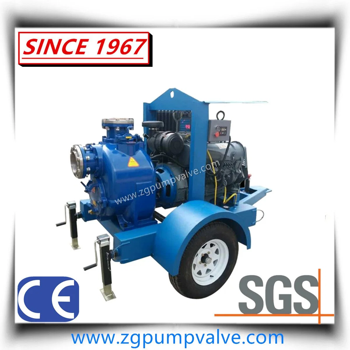 T&U Series Stainless Steel American Technology Movable Diesel Centrifugal Self-Priming Pump Heavy Duty Solids-Handling with Trailer