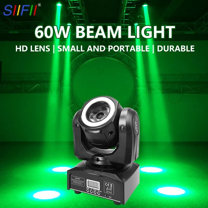 High Brightness Colorful Spherical RGBW 60W DMX LED Mini Beam Moving Head Light for Stage DJ Disco Bar Party