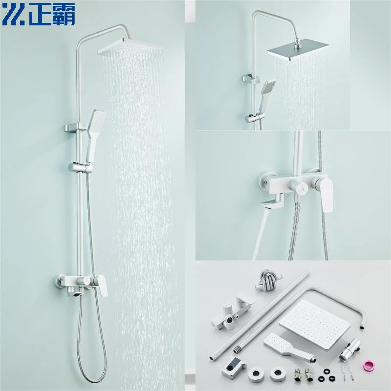 3086 Modern New Three Function Bright Silver Aluminum Bathroom Shower Set