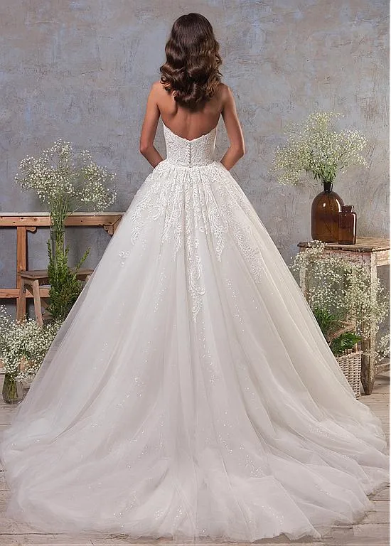 New Wedding Dresses Lace Detachable Train Mermaid Bridal Ball Gowns Z1034