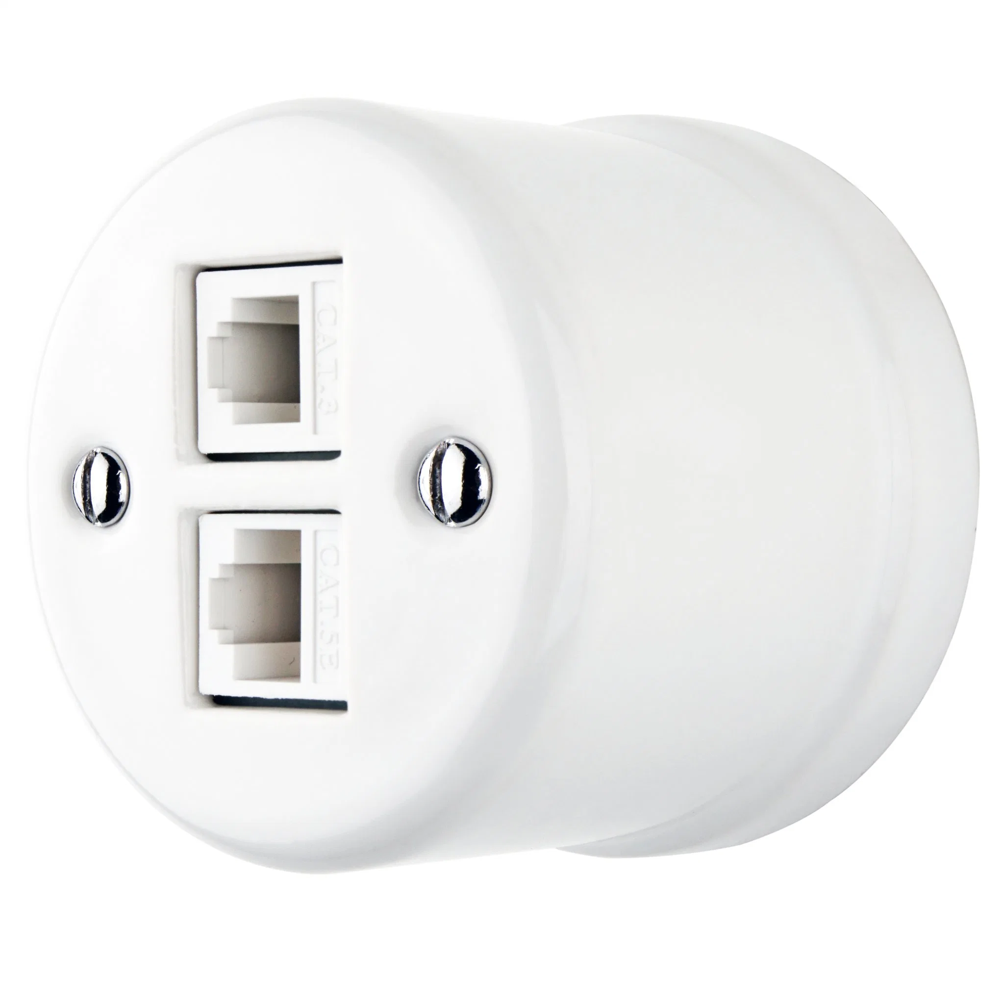 2*Cat. 5e Surfaced Mounted Porcelain Vintage White Network Interface Wall Socket Made in China