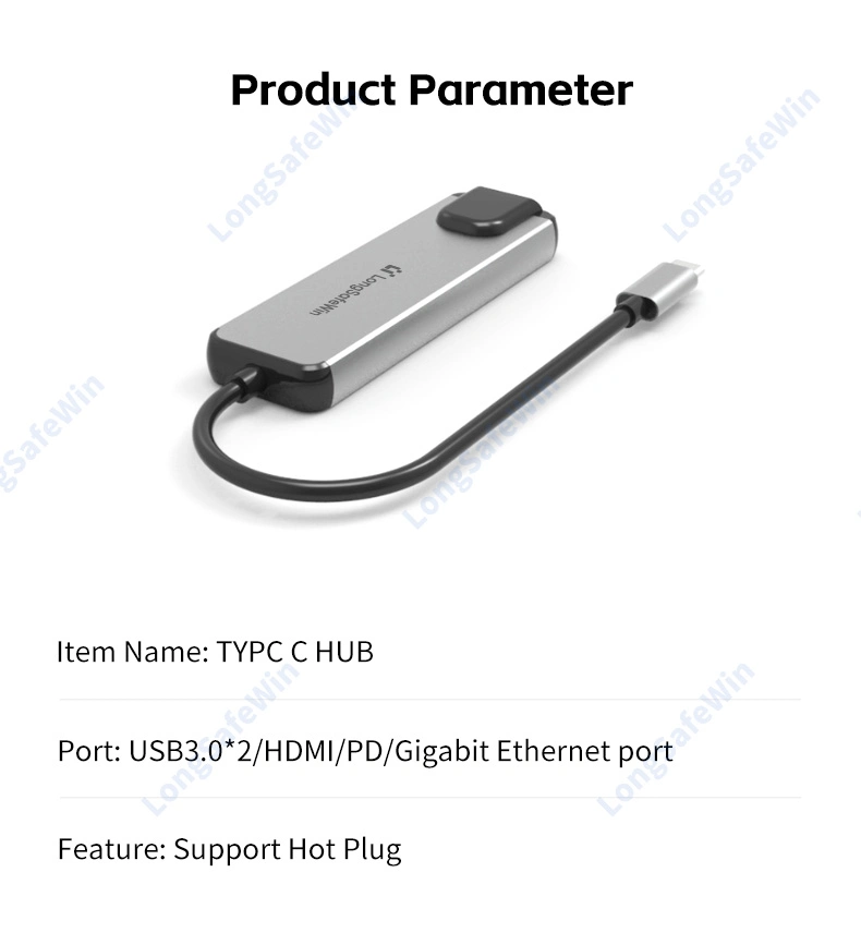 Amazon Best Seller 5 Ports Type C USB 3.0 Hub with HDMI Adapter RJ45 Pd Fast Charger